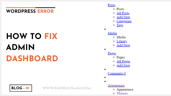 HOW TO FIX ADMIN DASHBOARD WHEN NOT DISPLAYING CORRECTLY